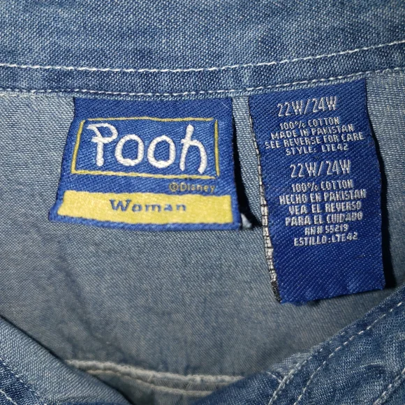 3x Plus Size 22 24 Winnie The Pooh Tigger Denim Blouse Shirt Top Womens Cotton - Picture 3 of 4